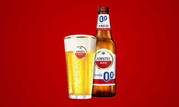Amstel 0.0 glas en flesje